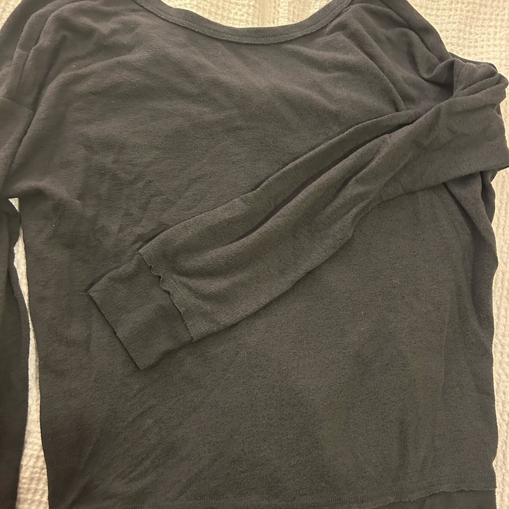 Billabong Open Back Dark Gray Long Sleeve Top